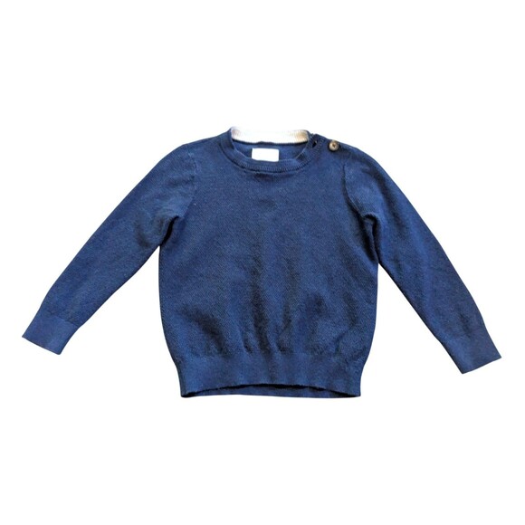 Mini Boden Navy Blue Knit Sweater Cotton Cashmere Blend Boys Size 2-3 - Picture 1 of 8